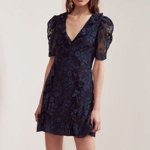 KEEPSAKE navy lace mini dress